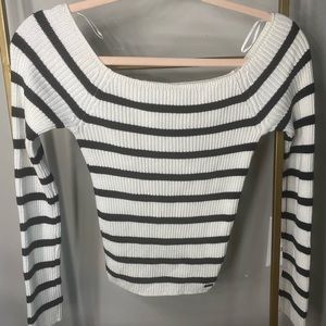 Hollister long sleeve black and white stripe shirt